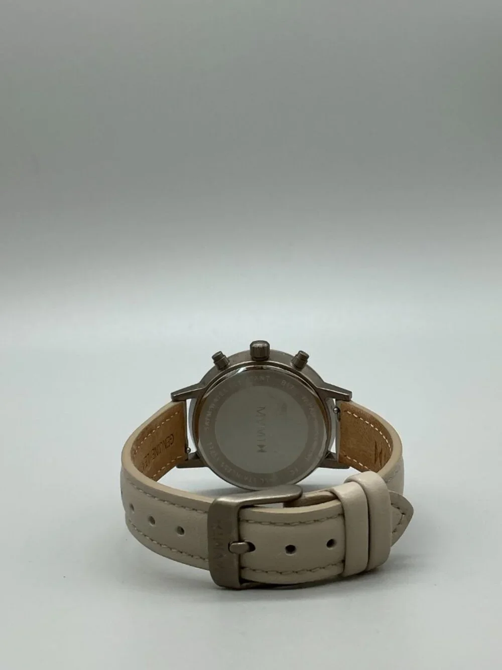 MVMT Nova Lyra Womens Watch 38mm Silver Tone Day Date Leather Band New Battery